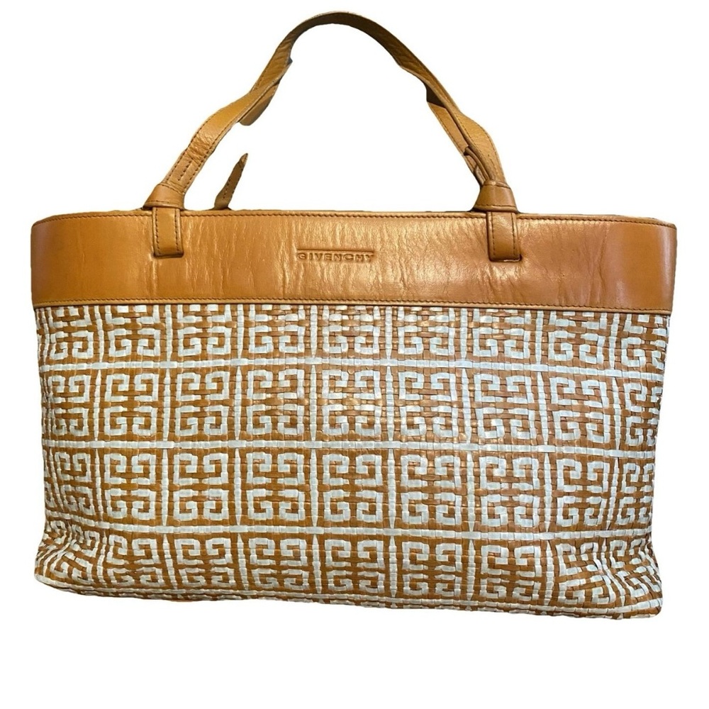 Givenchy Tan & White Logo Jacquard Tote
